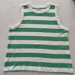Loft Green & White Stripe Cotton Tank Sz. XL